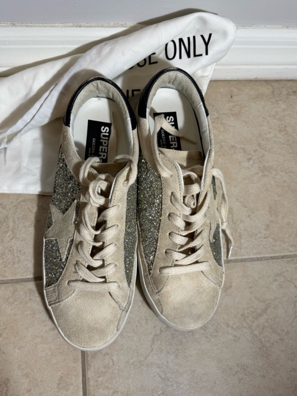 Golden Goose Super-Star glitter suede sneakers - Picture 3 of 5